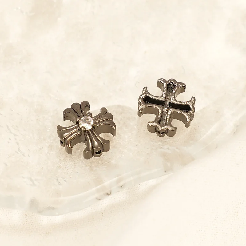 7pcs Copper Plated Gun Black Inlaid Zirconium Crox Square Round Beads Beaded DIY Jewelry Material Bracelet Necklace Accessories