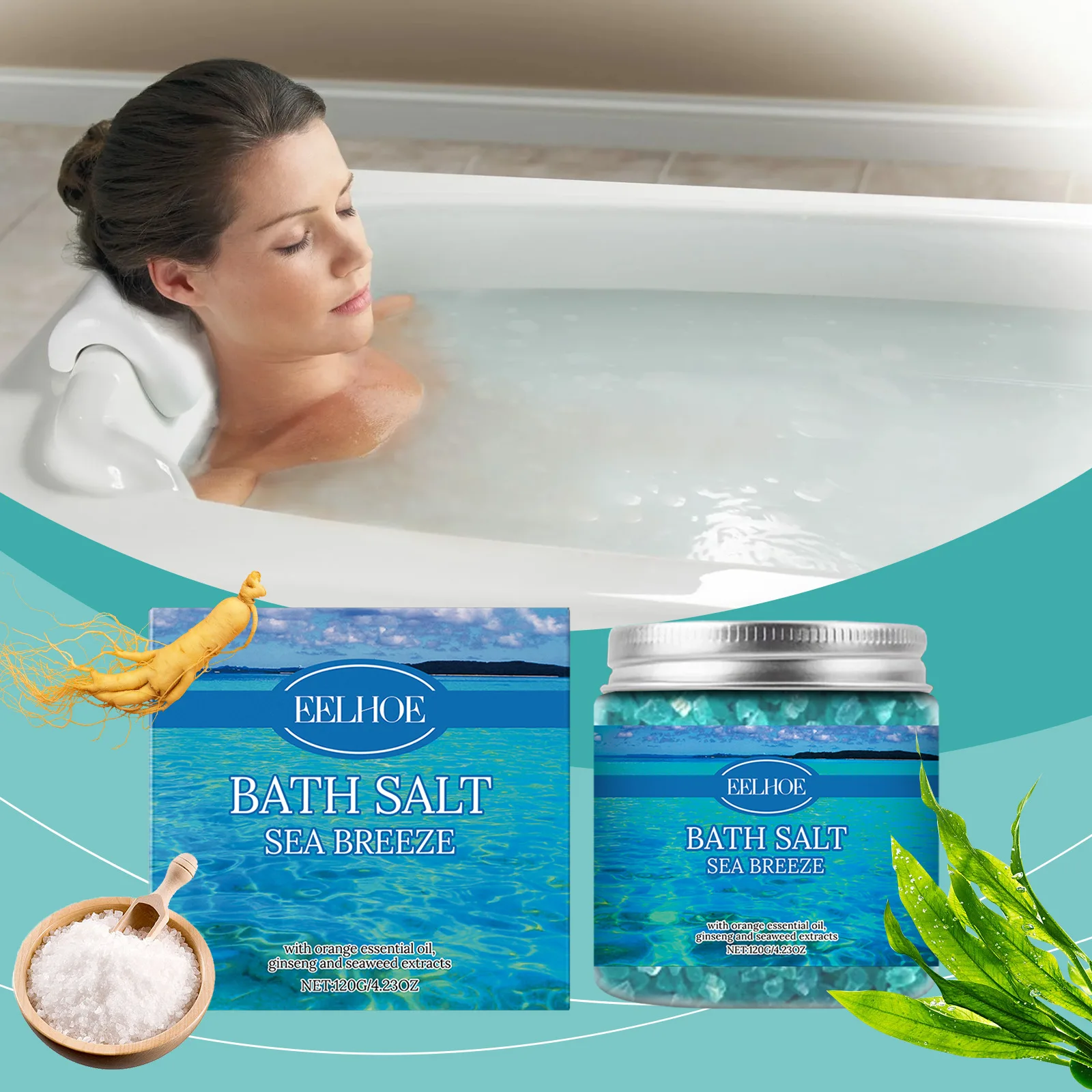 

EELHOE Bathing Sea Salt Gently Cleansing and Smoothing Skin Moisturizing Refreshing and Non-sticky Skin Care Bathing Sea Salt