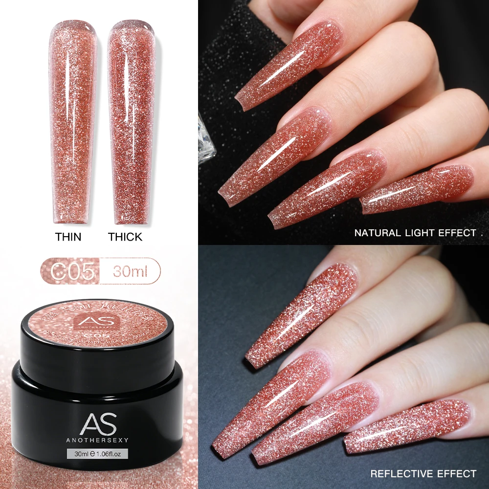 30g Silber Reflektierendes Aufbaugel für Nägel Funkelnder Glitzer Roter Nagelverlängerungslack Semi-Permanenter Gel-Lack