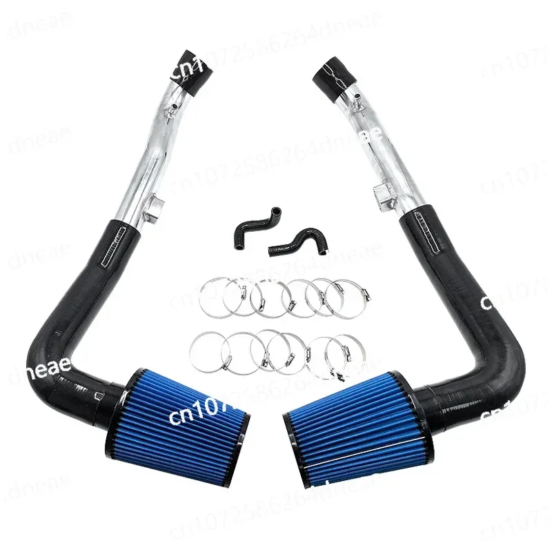 طقم مدخل هواء بارد فضي اللون مقاس 3 بوصات لـ Ni*ssan 370Z / G37 VQ37VHR Q60 مع مجموعة خرطوم السيليكون PCV