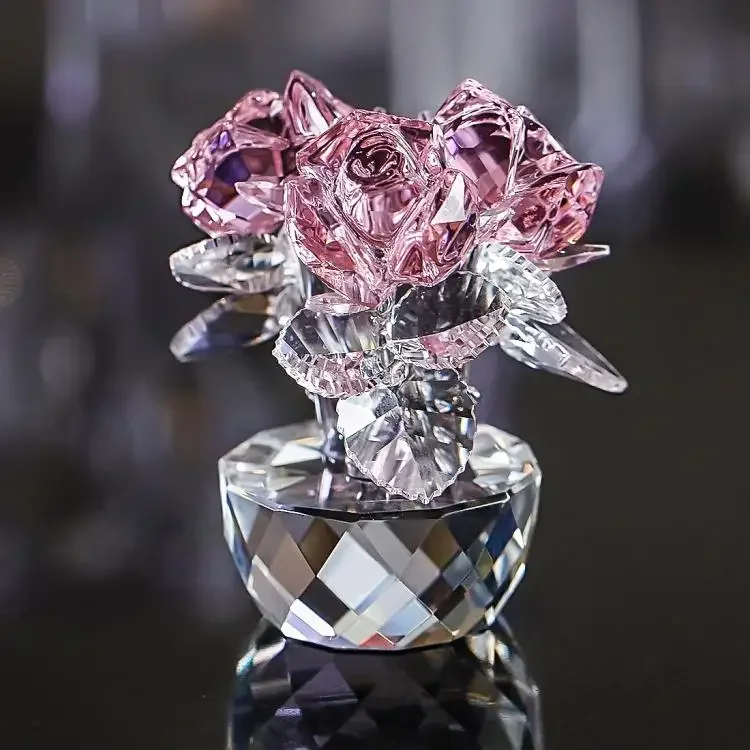 

Rose Dressing Table Ornaments Valentine's Day Crystal Glass Rose Sending Off Girlfriend Romantic Gift Mini Decoration Home Decor