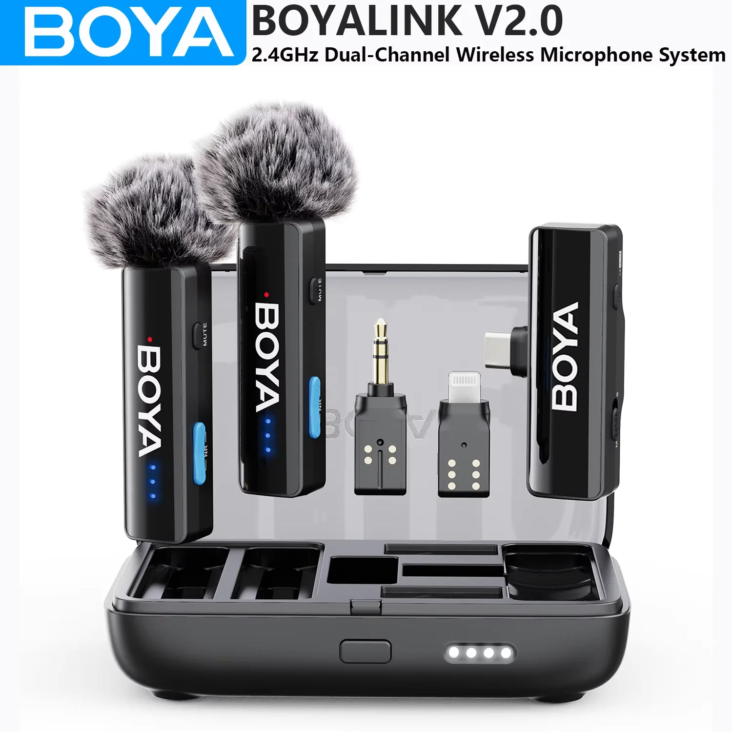 BOYA BOYALINK V2.0 Wireless Lavalier Microphone for iPhone Android DSLR Cameras Smartphone Gaming Video Recording Streaming Vlog