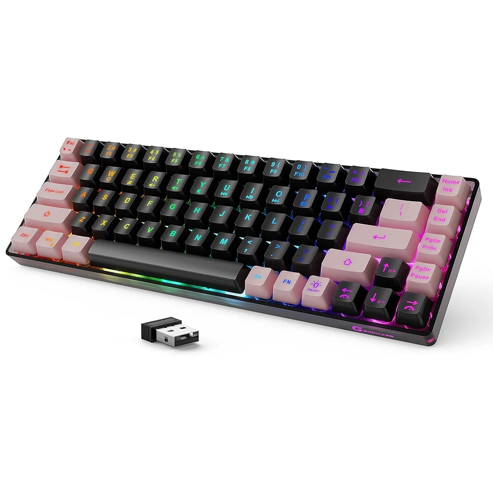 

Wireless Gaming Keyboard Black Pink Rechargeable Backlit Gaming Keyboard Ultra-Compact Anti-ghosting Keyboard for PC Laptop