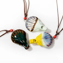 Multicolor Scallop shell Whistle Ceramic Necklace Women's Pendants Wholesale For Ladies Gift Retro Accessory Jewelry Charm 2X834