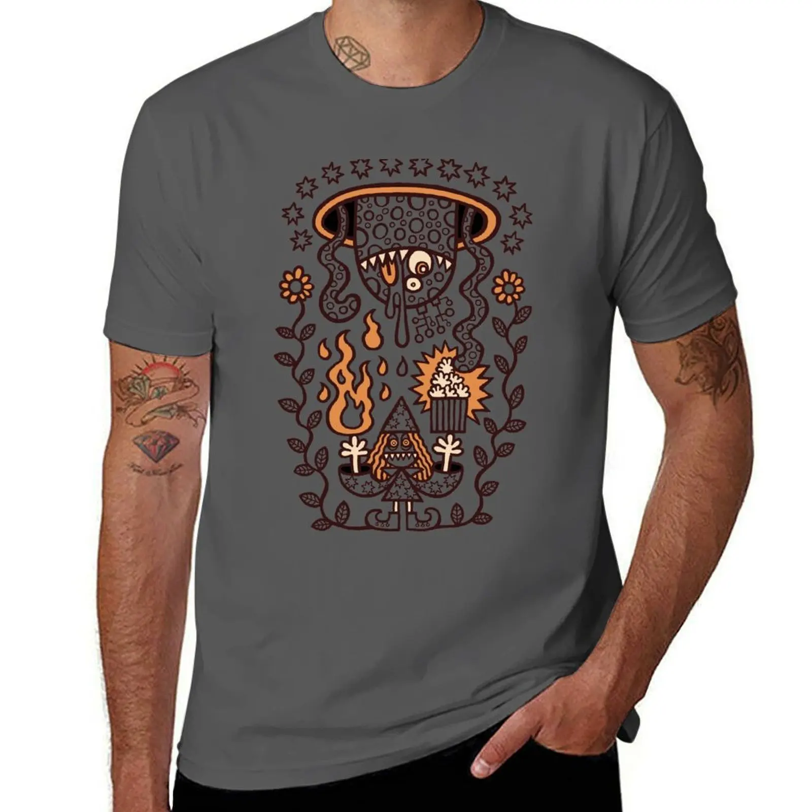 Camiseta Magus Grand Dark Popcorn Power Entity With Summons con estampado de moda, informal, de manga corta