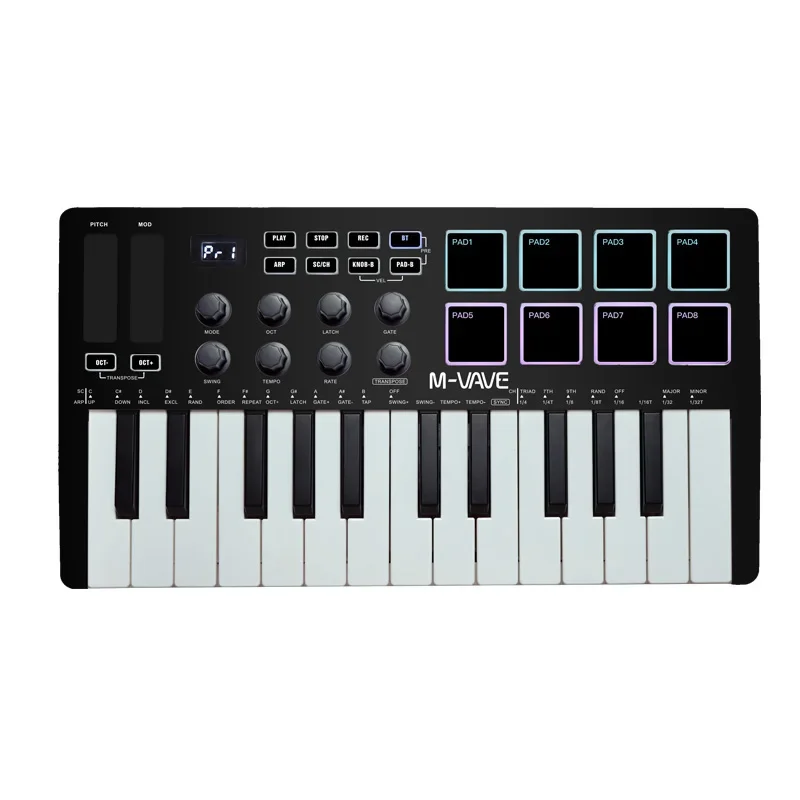 M-vave SMK-25ミニ25キーワイヤレス/USBミディキーボード