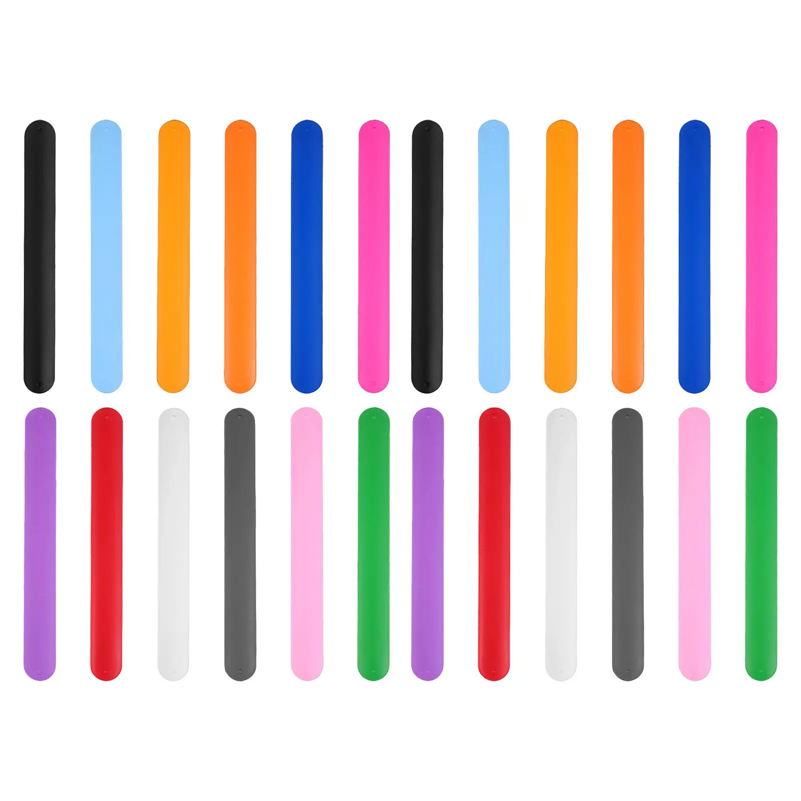 24Pcs Snap Silicone Bracelets for Kids Slap Wristbands Bulk Colorful Plain Set Comfortable Lightweight School Craft Projects