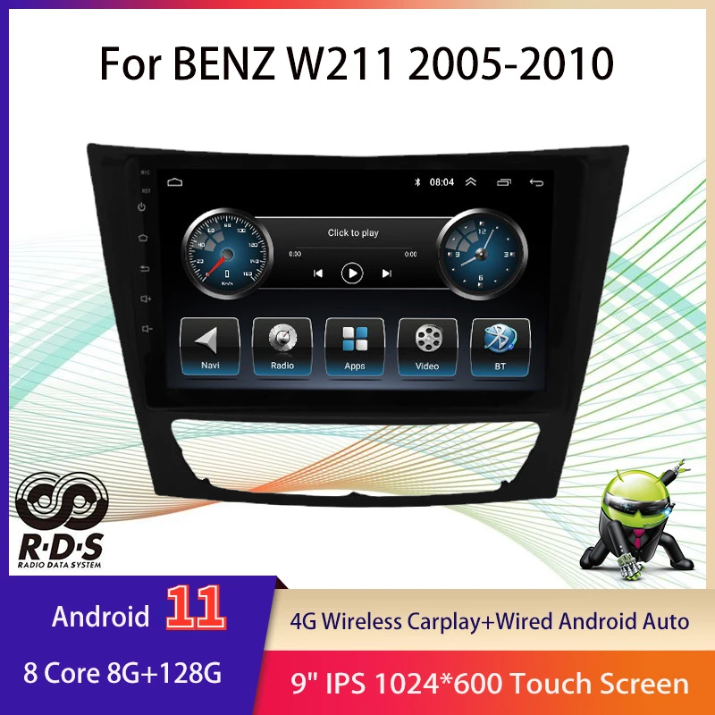 Android 11 Octa Core Auto Radio Stereo For BENZ W211 2005-2010 Car GPS Navigation Multimedia Player With RDS BT Wifi 4G Carplay