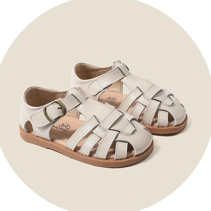 

Fashion Gladiator Sandals For Boys Girls,Solid Closed Toe Soft Hollow Genuine Sneakers Sandals For Toddler,Kids Strap Shoes
