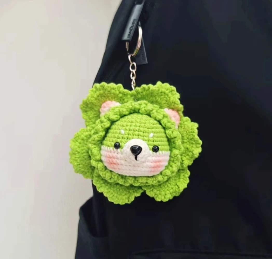 DIY اليد محبوك الخضار الكلب دمية قلادة الصوف الكروشيه المواد حقيبة جرو المفاتيح الخضار الإبداعية هدية #4