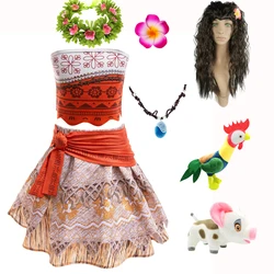 Girls Vaiana Fantasy Tassel Dress Children Princess Moana Dress Cosplay Kids Summer Carnival Clothing Halloween Costume