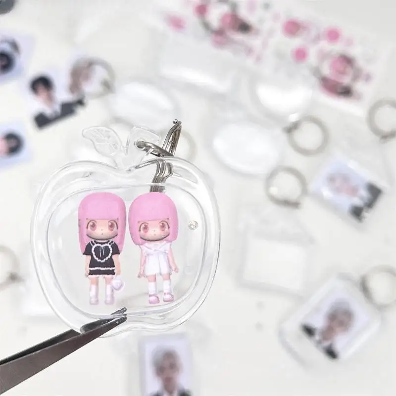 5 Pcs Transparent Acrylic DIY Keychains Blank Pendant for Handmade Craft Couple Daily Gift