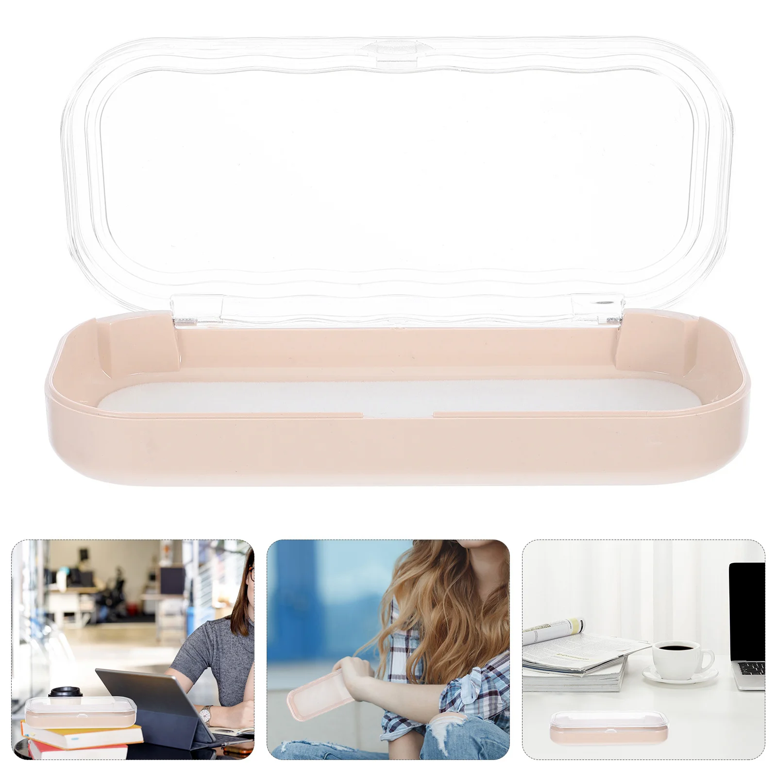 

Transparent Wave Flip-Top Glasses Case Portable Eyeglass Storage Organizer Plastic Spectacle Holder Sunglasses Travel Case