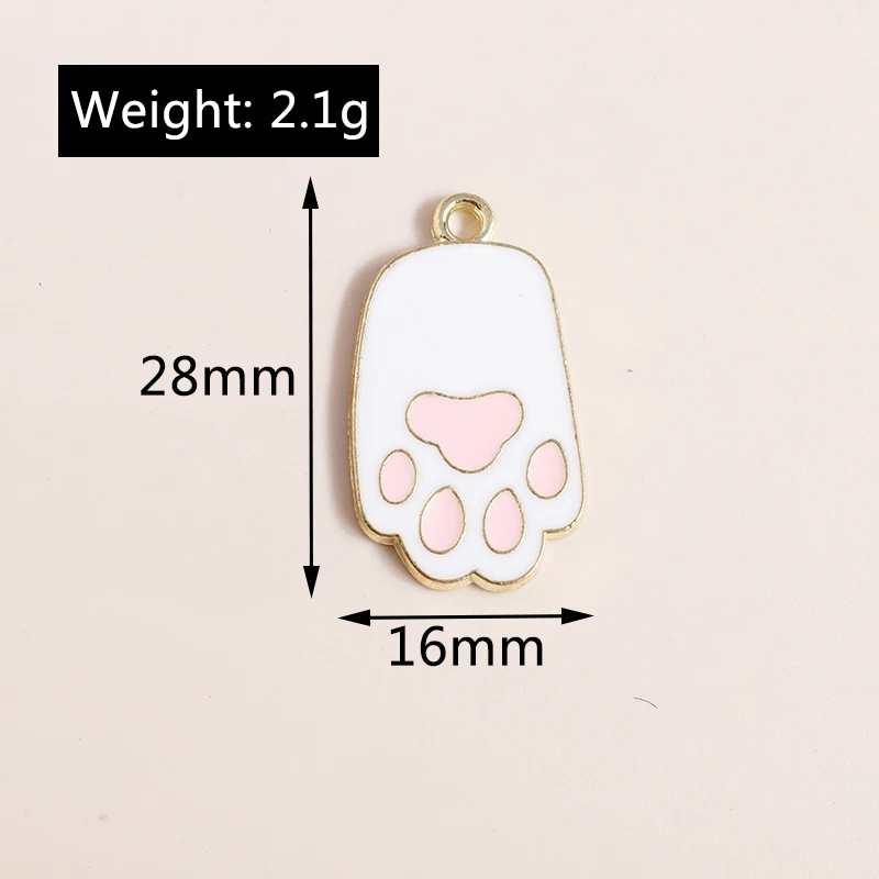 Leslie 10 Stück Kawaii Cartoon rosa Pfote Hundepfote Anhänger Charms für handgemachte DIY Ohrringe Armbänder Schmuckherstellung Zubehör – Detail 5