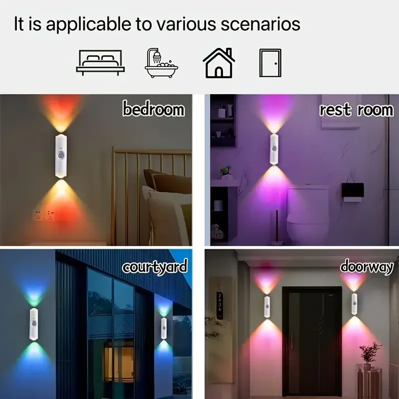 4/2Pack LED Motion Sensor Light Wall Light Dual Head Night Light Magnetic Step Lights for Entrance Bedside Desk Closet Stairs image 5