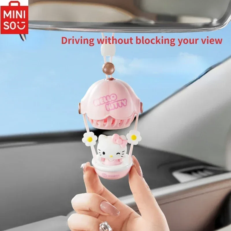 

MINISO HelloKitty Car Aromatherapy Rearview Mirror Pendant Lasting Fragrance Kawaii Car Interior Decoration Deodorizing Pendant