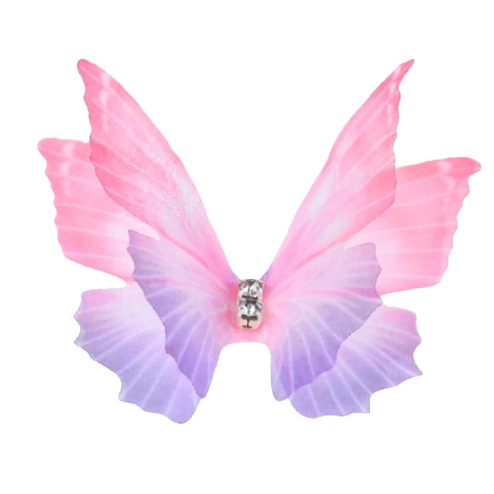 

50 шт. аппликаций из органзы с градиентным цветом, 3D, 5 см, двойной слой, волшебные шифоновые бабочки, эффект сказочного сна