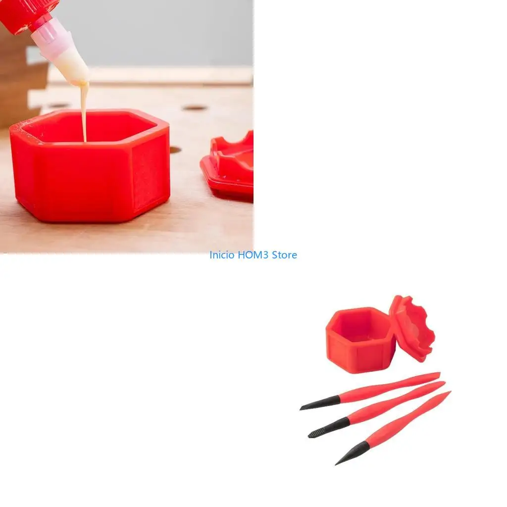 

A5YD Complete Silicone Silicone Brushes & Pot with Lid for Woodworking Arts