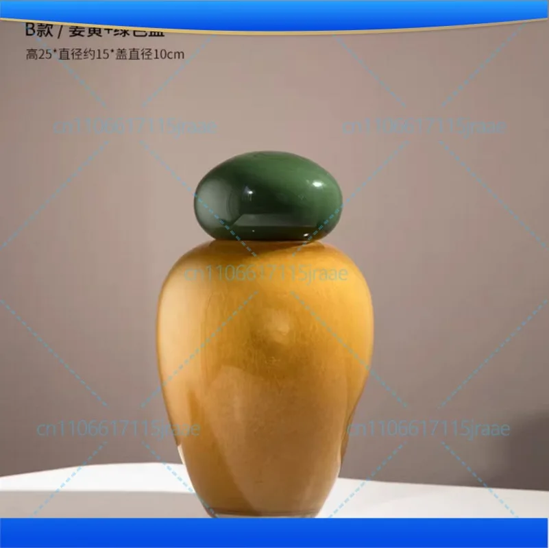 Elliptical Colored Stone Glass Vase with Cover Desk Decoration Flower Arrangement Flower Pots Floral Vases Room Aesthetic Decor
