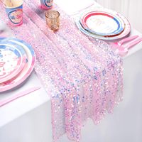 Glitter Iridescent Sequin Table Runner,Soft Wedding Dining Table Decoration For Bridal Baby Shower Girl Birthday Party Christmas