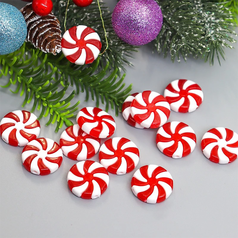 50Pcs Acrylic Candy Pendant Windmill Artificial Candy Christmas Tree Hanging Pendant Christmas Decoration New Year Gift Navidad