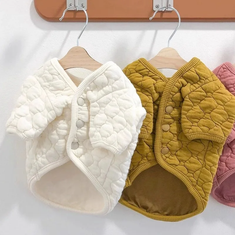 Solid Color Pet Vest Autumn and Winter Dog Coat Puppy Cardigan Yorkshire Two Legged Clothes New Teddy Clothing