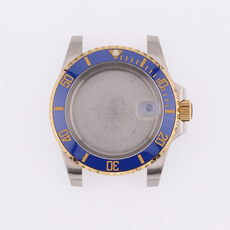 40MM Submariner Gold Watch Movement for NH34 NH35 NH36 Seiko GMT Case Ceramic Bezel Sapphire Electroplate Replacement Parts