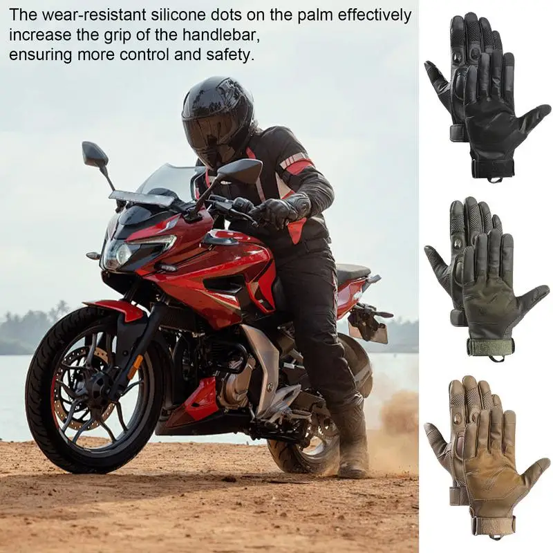 Motorcycle Gloves For Men Touch Screen Outdoor Off-road Sports Cycling Gloves PU Leather Full Finger Non-slip Gloves for racing