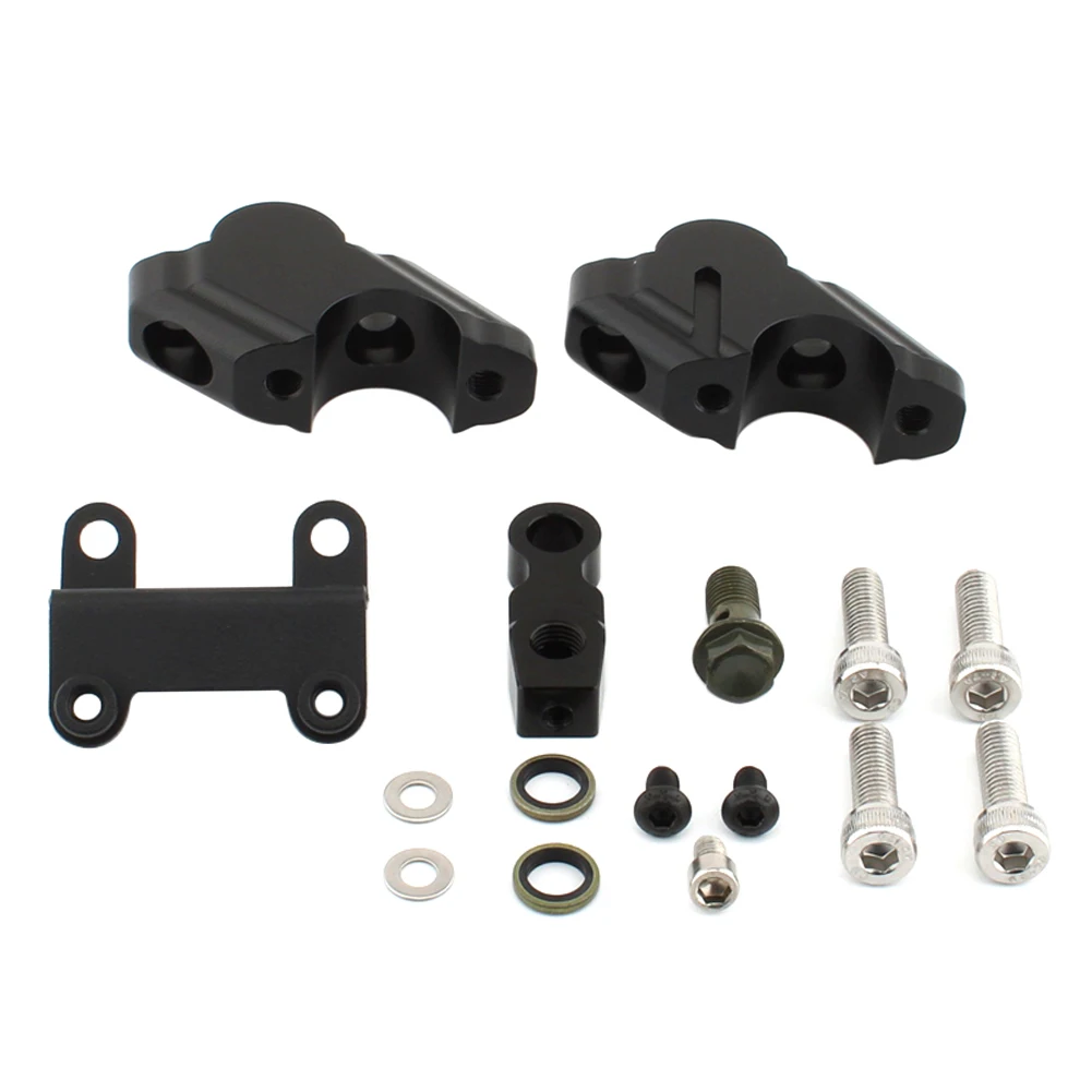 Aluminum Handlebar Riser W/ Brakehose Extension Speedometer Relocation Brake line adapter For YAMAHA MT07 2021-2022 Black