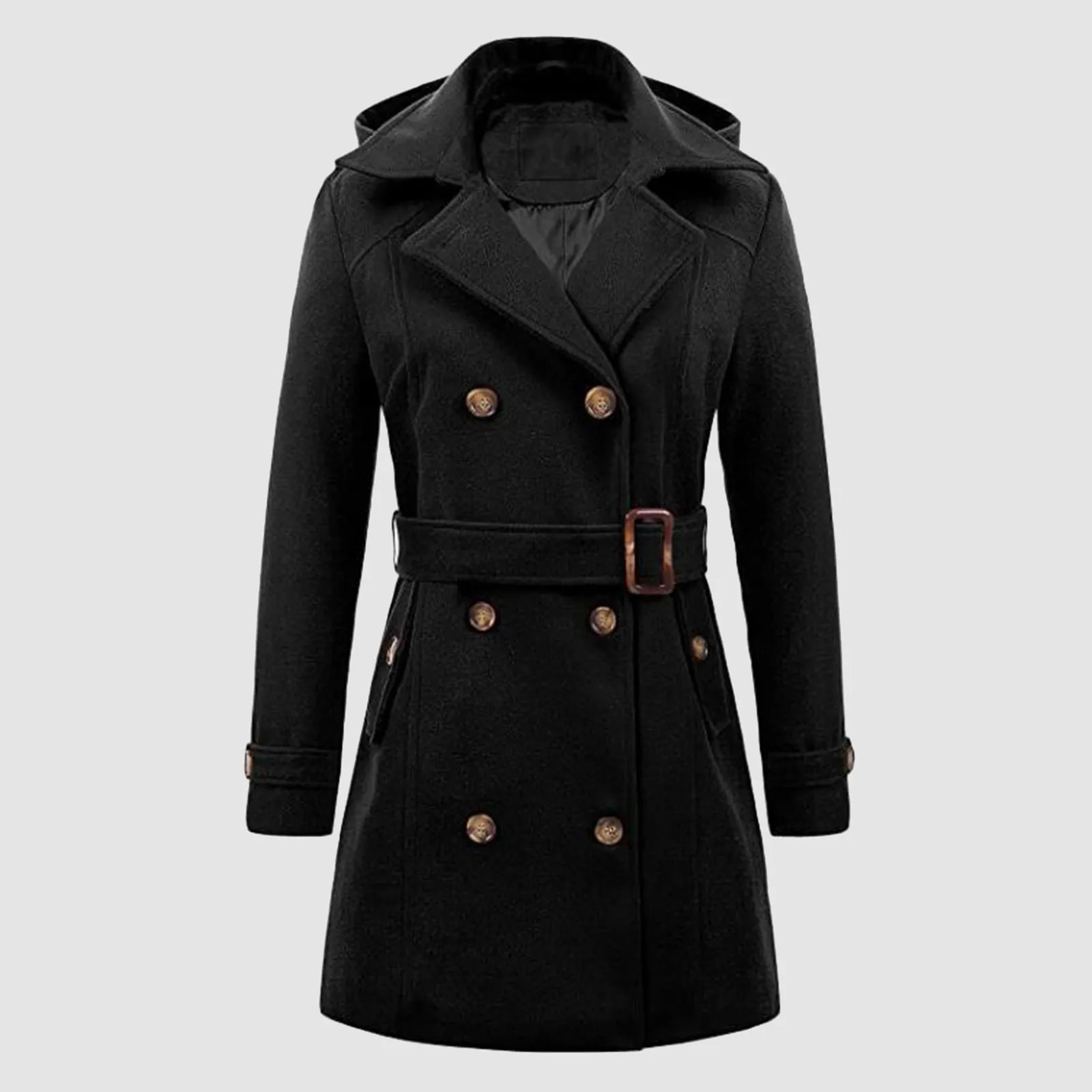 Winter Jackets For Women Autumn Winter Hooded Vintage Thicken Sheepskin Jacket With Lace Up Lapel Collar Long Sleeve Chaquetas