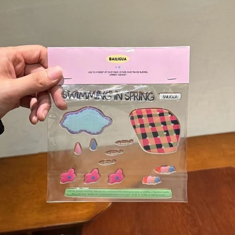 3D Jelly Stickers Rainy Day Fish Illustration Cute Cartoon Stickers DIY Decorative Epoxy Stickers for Journal Scrapbook Crafts