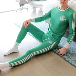 Men's Fashionable Thermal Underwear Bottom and Top Suit Youth Thin Winter/Autumn Cotton Comfy Breathable Slim Fit Elastic Basic