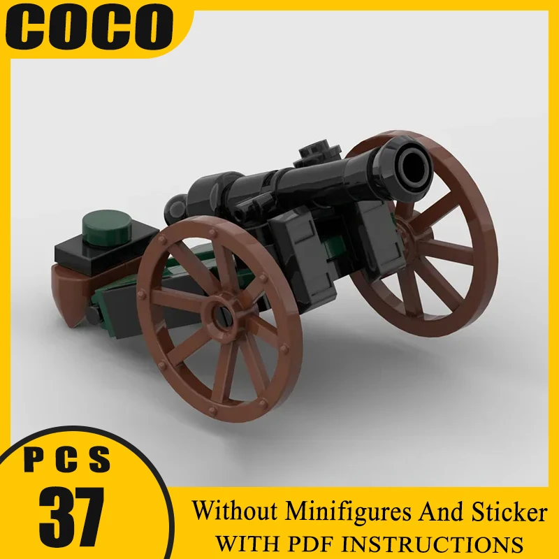 

Technology Bricks Medieval 12 Pound Howitzer Model Moc Building Blocks DIY Assembly Black Falcon Knight's Castle Toys For