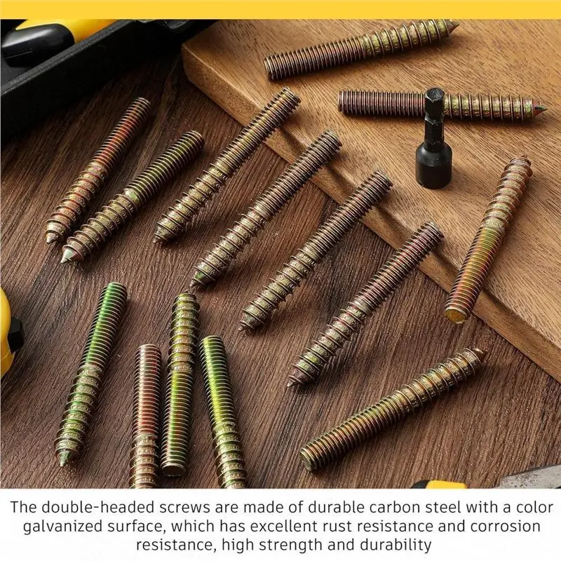 B23B Hanger Bolts 5/16-18 X 2 Inch 50-Pack Threaded Rod Screws Double Headed For Furniture Joints