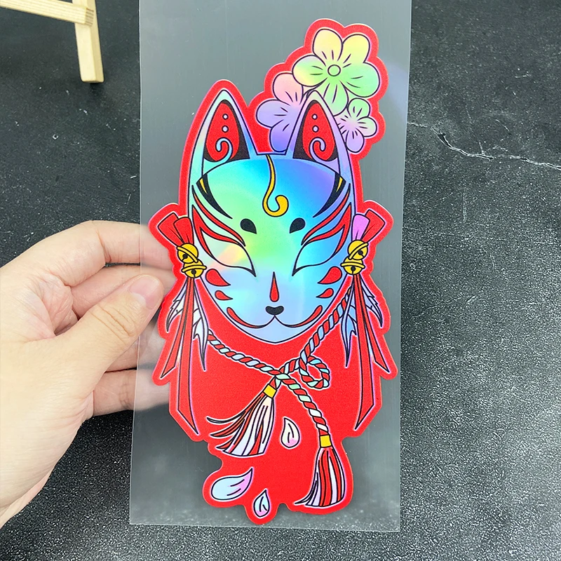 ملصقات Fox Mask JDM للدراجات النارية مقاومة للماء للدراجات النارية هدية أمامية يمكنك صنعها بنفسك صندوق خوذة سكوتر شارات فينيل ليزر عاكسة #1