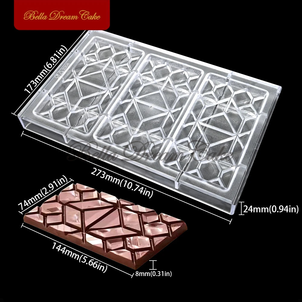 Geometric Gem Design Polycarbonate Chocolate Mold DIY Truffle Praline Candy Mould Valentine's Day Cake Decorating Tools Bakeware