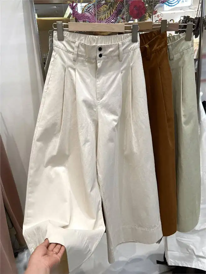 Faionable hoge taille wijde pijpen broek dames rechte gesneden casual broek Koreaanse Sle zomer 2024 trendy Ele