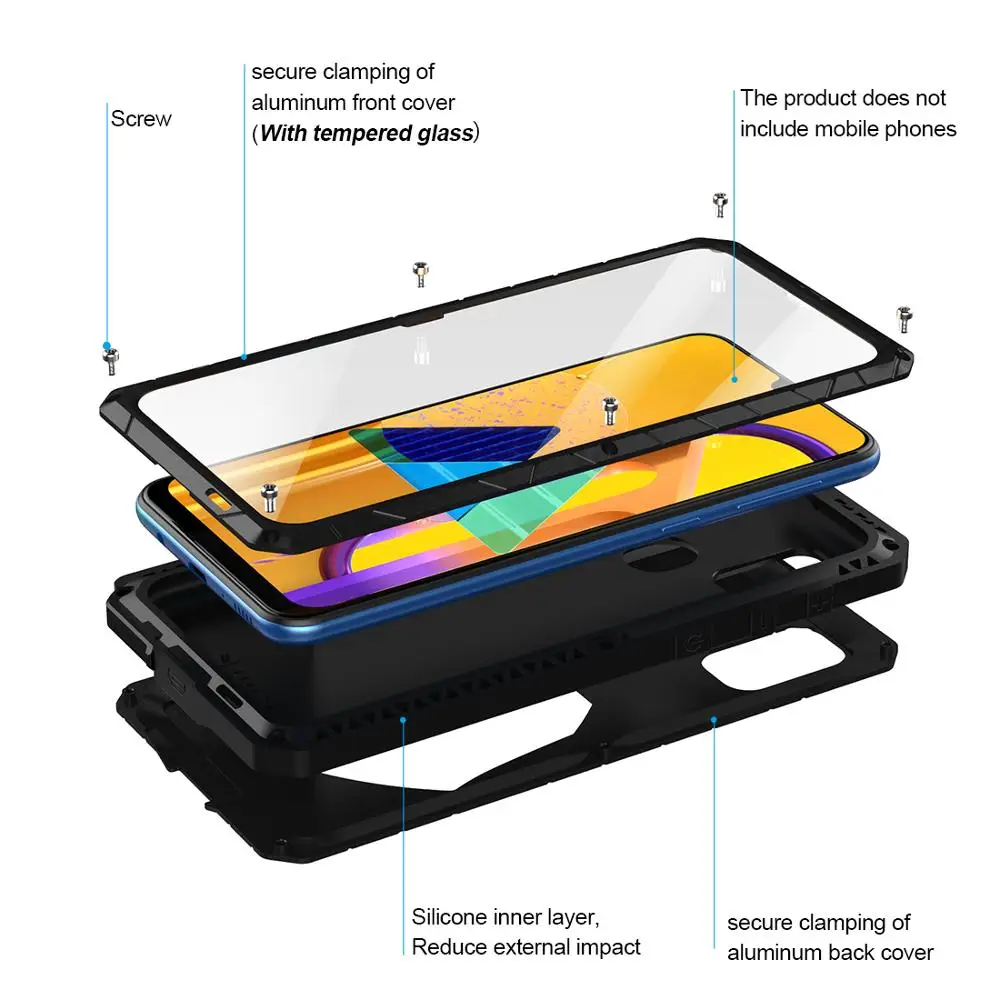 Original Imatch Aluminum Metal Silicone Shockproof Case For Samsung Galaxy M30s M31 Protector Hard Heavy Duty Fundas Shell Cases