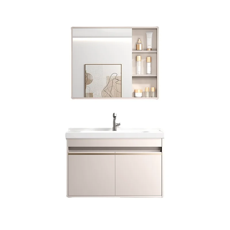 

YY Bathroom Cabinet Combination Modern Minimalist Cream Bathroom Washbasin