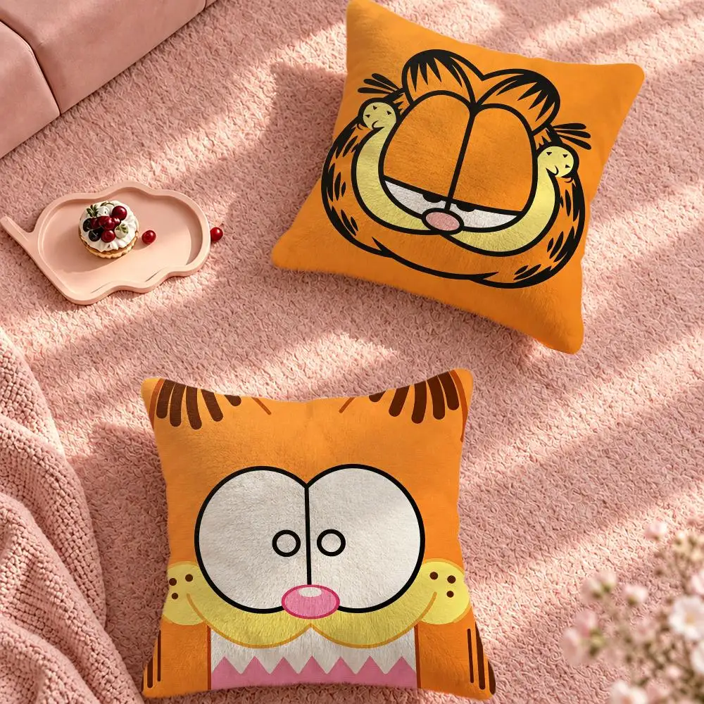 Comic Funny Cat Garfield Cushion Cover Cute Cartoon Throw Pillow Cover Soft Plush Cushion Cover Sofa Bedroom Home Decor