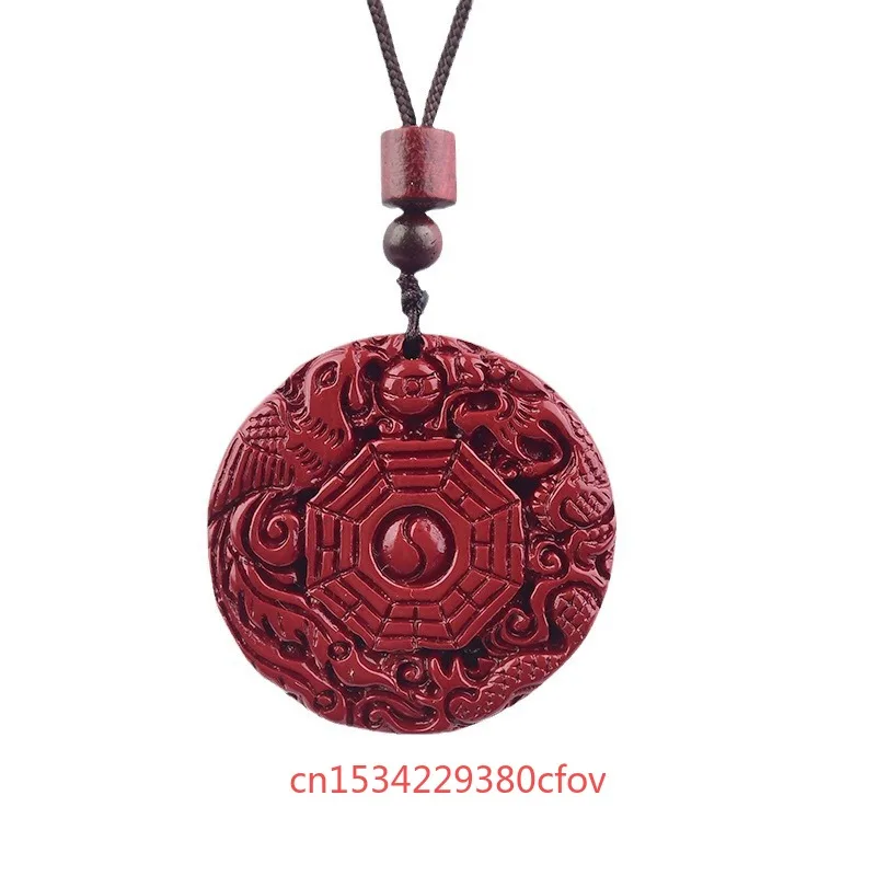 Collier pendentif dragon et phénix en pierre précieuse pour femme, cinabre rouge, véritable bijou naturel, accessoires de luxe, cadeaux énergétiques