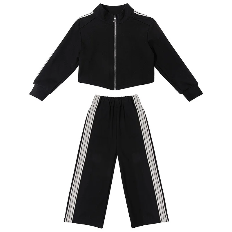 Herbst-Sportsets für Mädchen, gestreifte Mäntel + Hosen, 2-teilig, neue lässige, lockere Outfits, modische Kinderkleidung, Anzüge für 2–8 Jahre – Detail 2