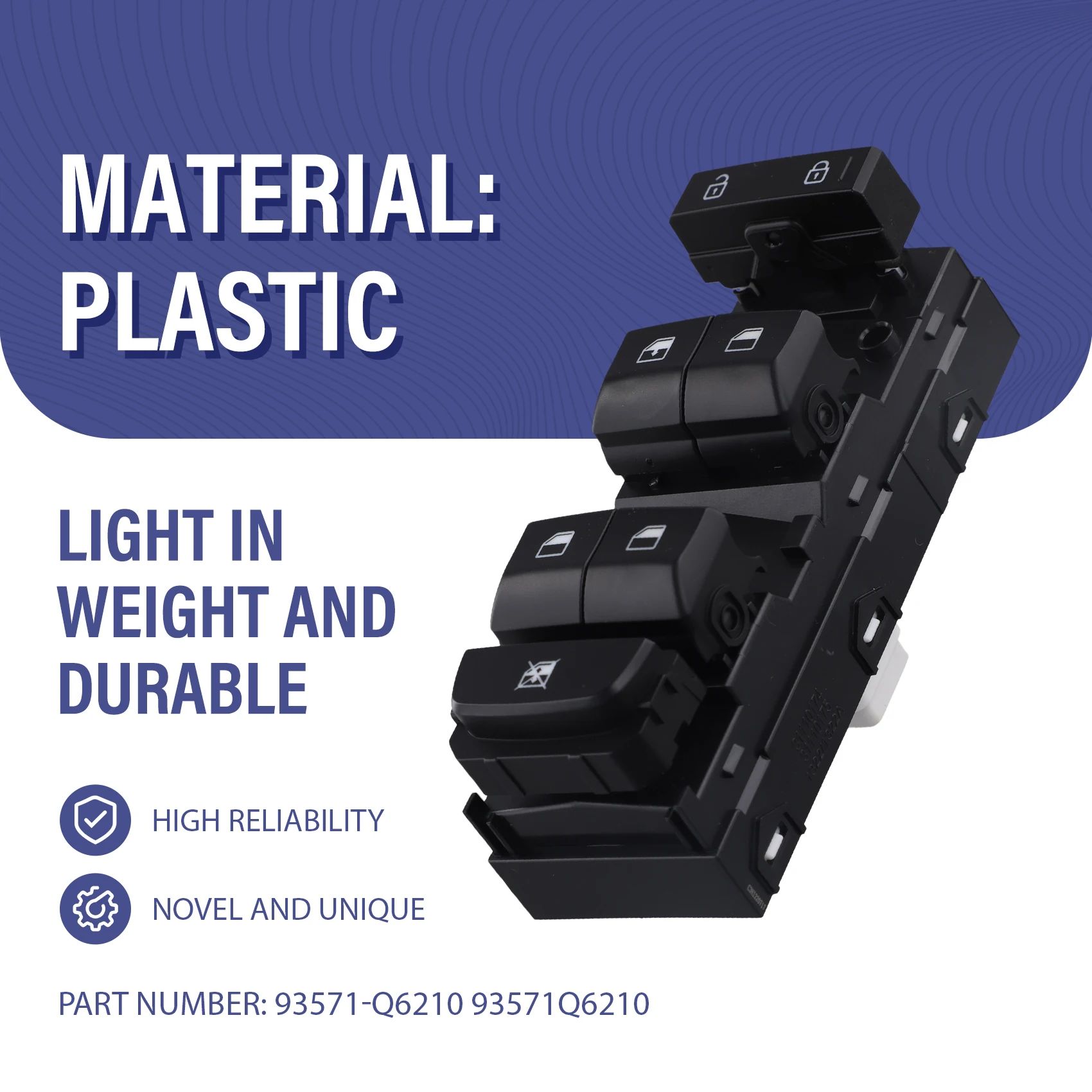 FEDI-Pulsante di controllo dell'interruttore alzacristallo elettrico anteriore sinistro Luce bianca 93571-Q6210 Sostituzione per KIA Seltos 17-22 Master Glass Lift Wi