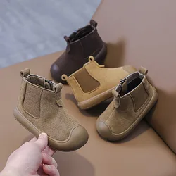 Autunno inverno neonati maschi stivali per bambini stivali in vera pelle suola morbida antiscivolo bambino bambini scarpe da esterno in pelle scamosciata di mucca