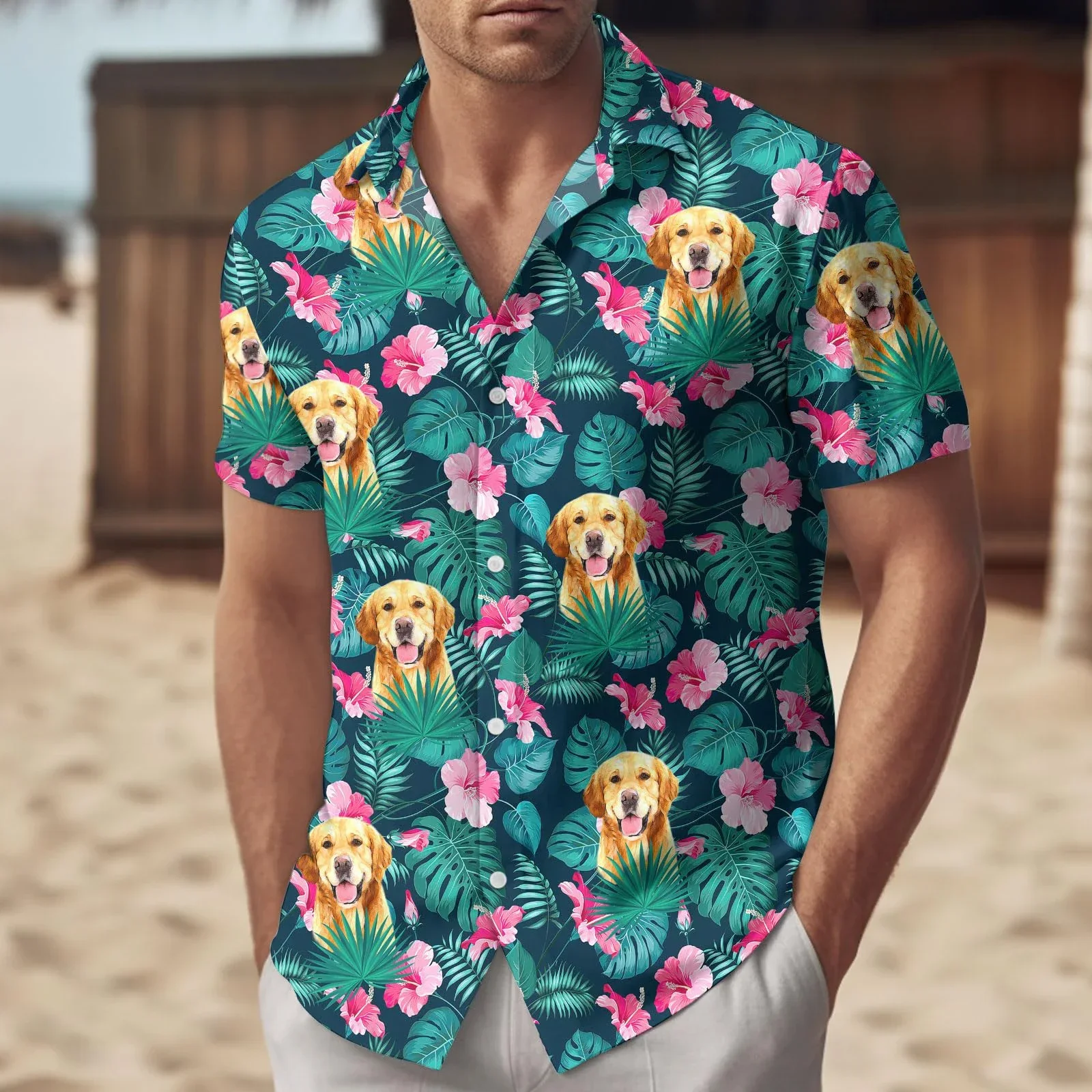 

Dog Floral Graphic Shirt Men's Clothing 3d Printed Animal Funny Shirts For Men Clothing Beach Casual Y2k Tops Lapel