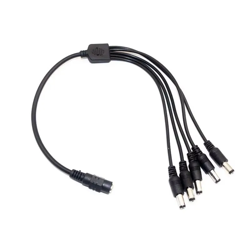 40 Uds DC Cable divisor de corriente conector adaptador 5,5x2,1mm hembra 1 a 5 enchufe macho para tira de LED y cámara CCTV