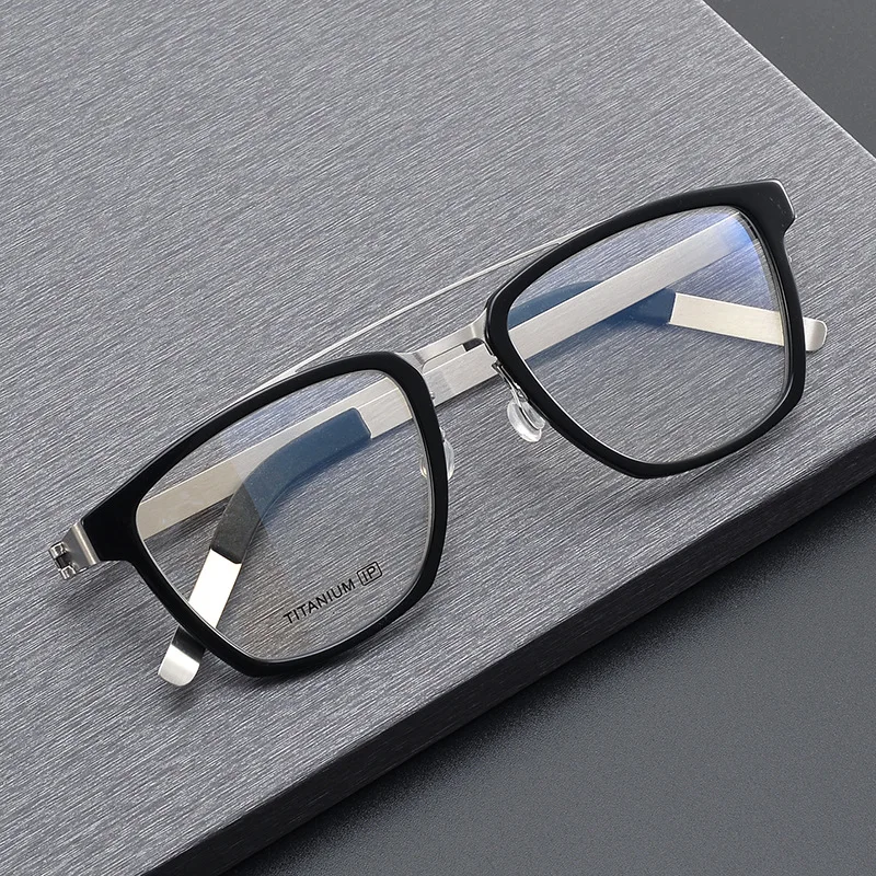 

Vintage Titanium Square Optical Glasses Frame Men Women Double Beam Pilot Eyeglasses Denmark Screwless Prescription Spectacles