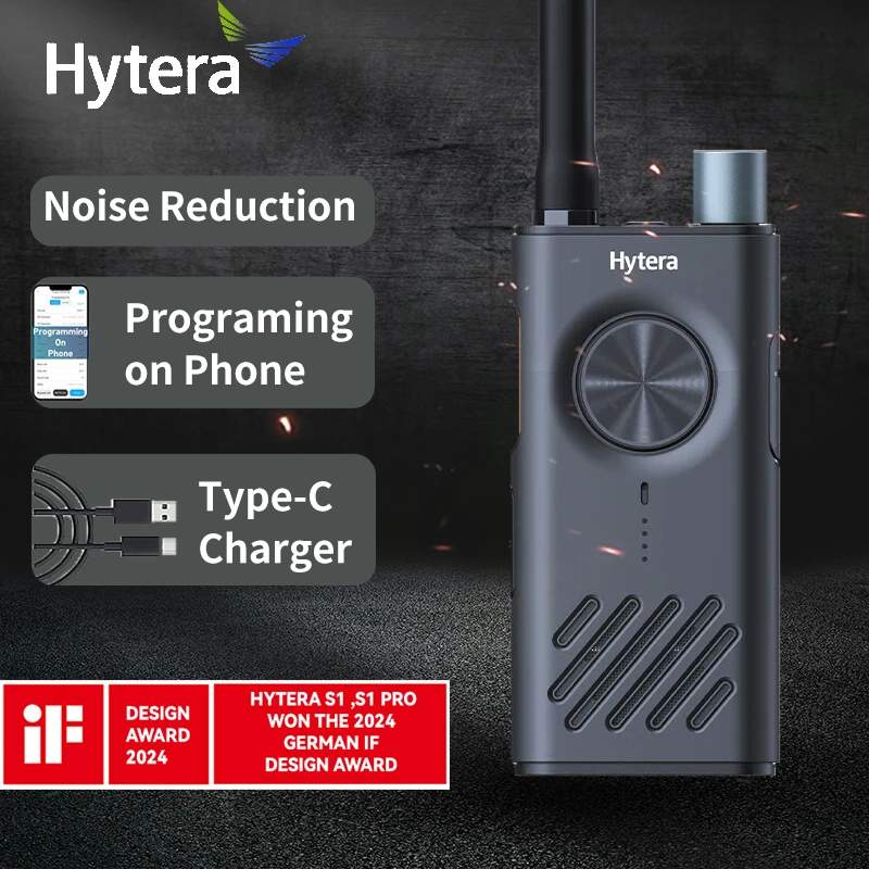 Hytera walkie-talkie S1 Two-way radio intercom HYT-S1 UHF 3W 2200mAh Walkie Talkie for Adult Cruise Hiking Hunting Skiing Typ-C