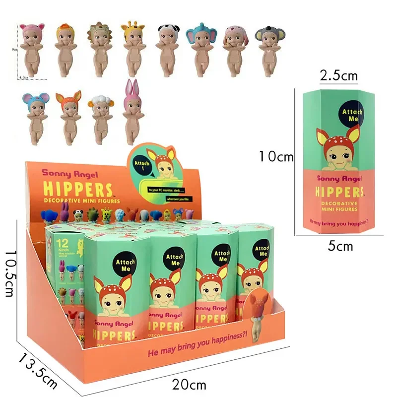 12pcs/Box Blind Box Sonny Angel Looking Back Serie Lying Down Hippers Action Figures Cute Mysterious Anime Doll Children Christm