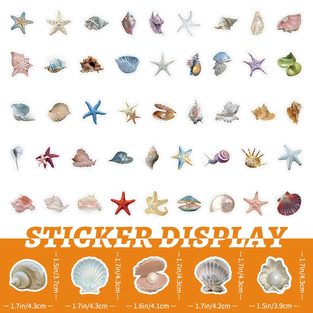 10/30/50/100PCS Cartoon Sea Shell Stickers INS Style Marine Organism Sticker DIY Luggage Laptop Bike Skateboard Graffiti Decals